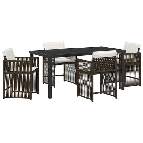 Garden Dining Set 5 pcs Brown Poly Rattan
