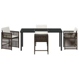 Garden Dining Set 5 pcs Brown Poly Rattan