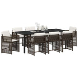 Garden Dining Set 9 pcs Brown Poly Rattan