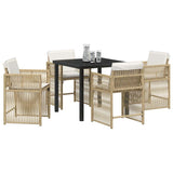 Garden Dining Set 5 pcs Beige Poly Rattan