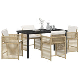 Garden Dining Set 5 pcs Beige Poly Rattan