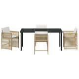 Garden Dining Set 5 pcs Beige Poly Rattan