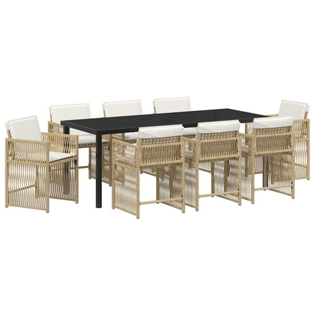 Garden Dining Set 9 pcs Beige Poly Rattan