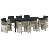 Garden Dining Set 9 pcs Light Grey Poly Rattan