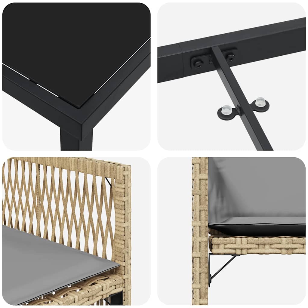 Garden Dining Set 9 pcs Beige Poly Rattan