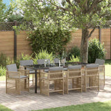 Garden Dining Set 9 pcs Beige Poly Rattan