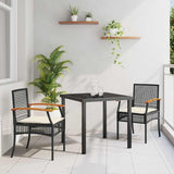 Garden Dining Set 3 pcs Black Poly Rattan