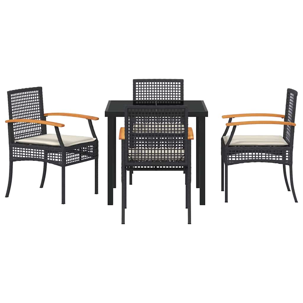 Garden Dining Set 5 pcs Black Poly Rattan