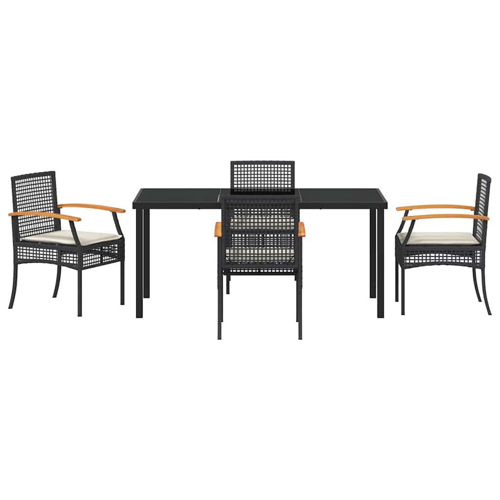 Garden Dining Set 5 pcs Black Poly Rattan
