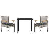 Garden Dining Set 3 pcs Grey Poly Rattan