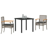 Garden Dining Set 3 pcs Grey Poly Rattan