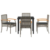 Garden Dining Set 5 pcs Grey Poly Rattan
