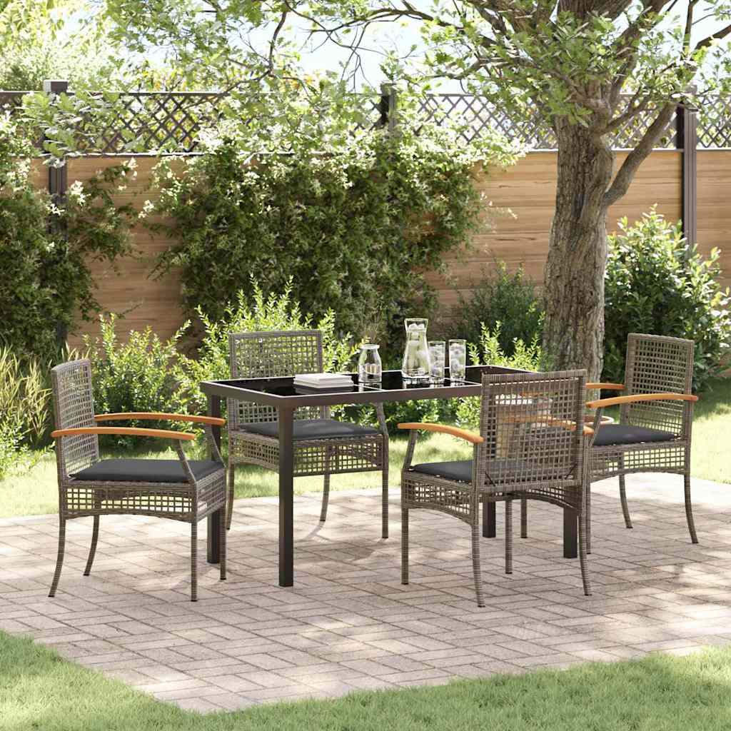 Garden Dining Set 5 pcs Grey Poly Rattan