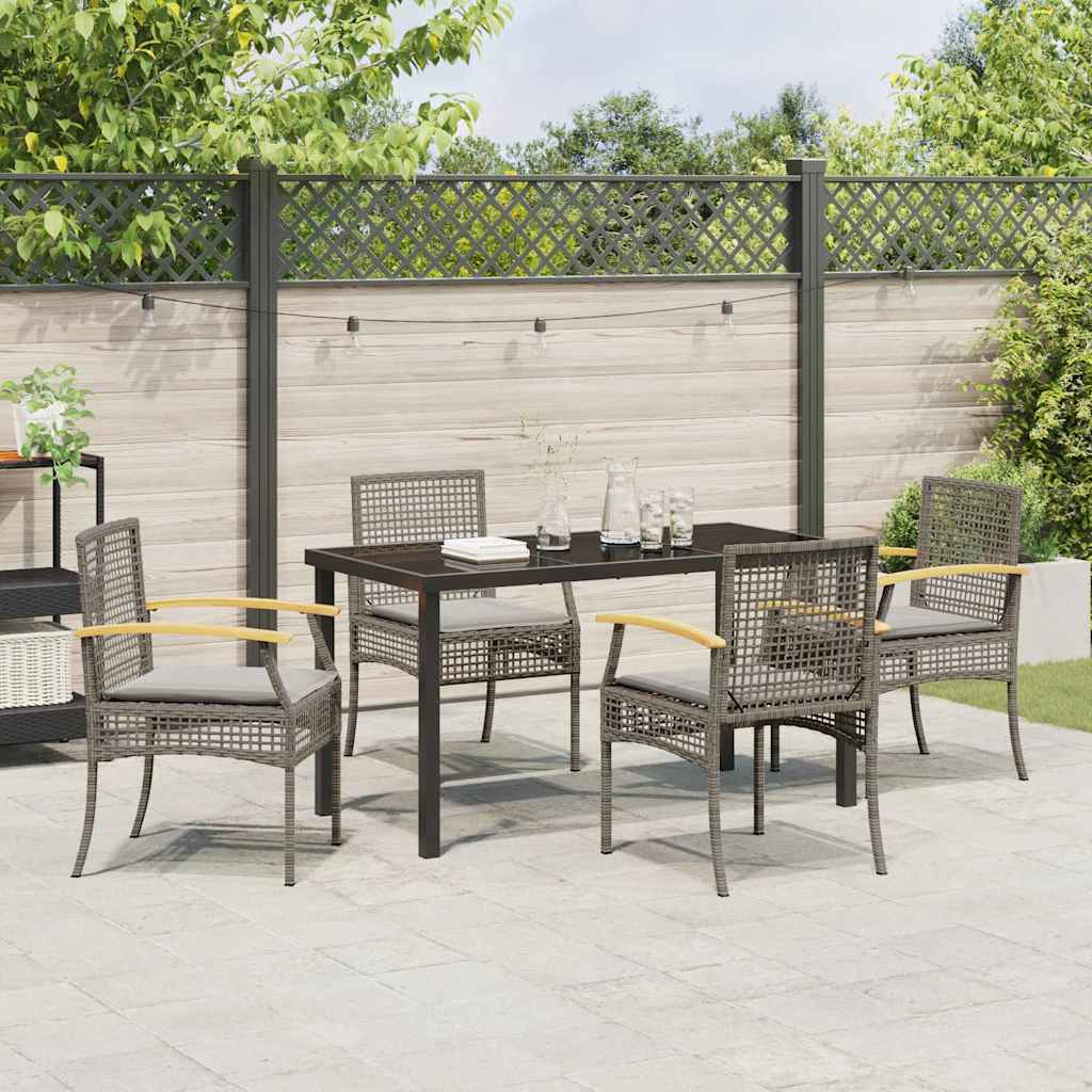 Garden Dining Set 5 pcs Grey Poly Rattan