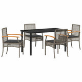 Garden Dining Set 5 pcs Grey Poly Rattan