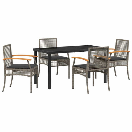 Garden Dining Set 5 pcs Grey Poly Rattan