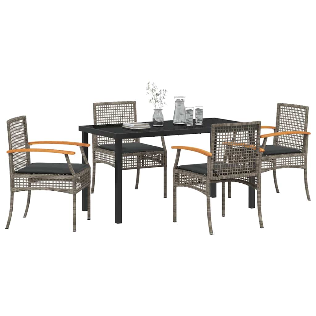 Garden Dining Set 5 pcs Grey Poly Rattan