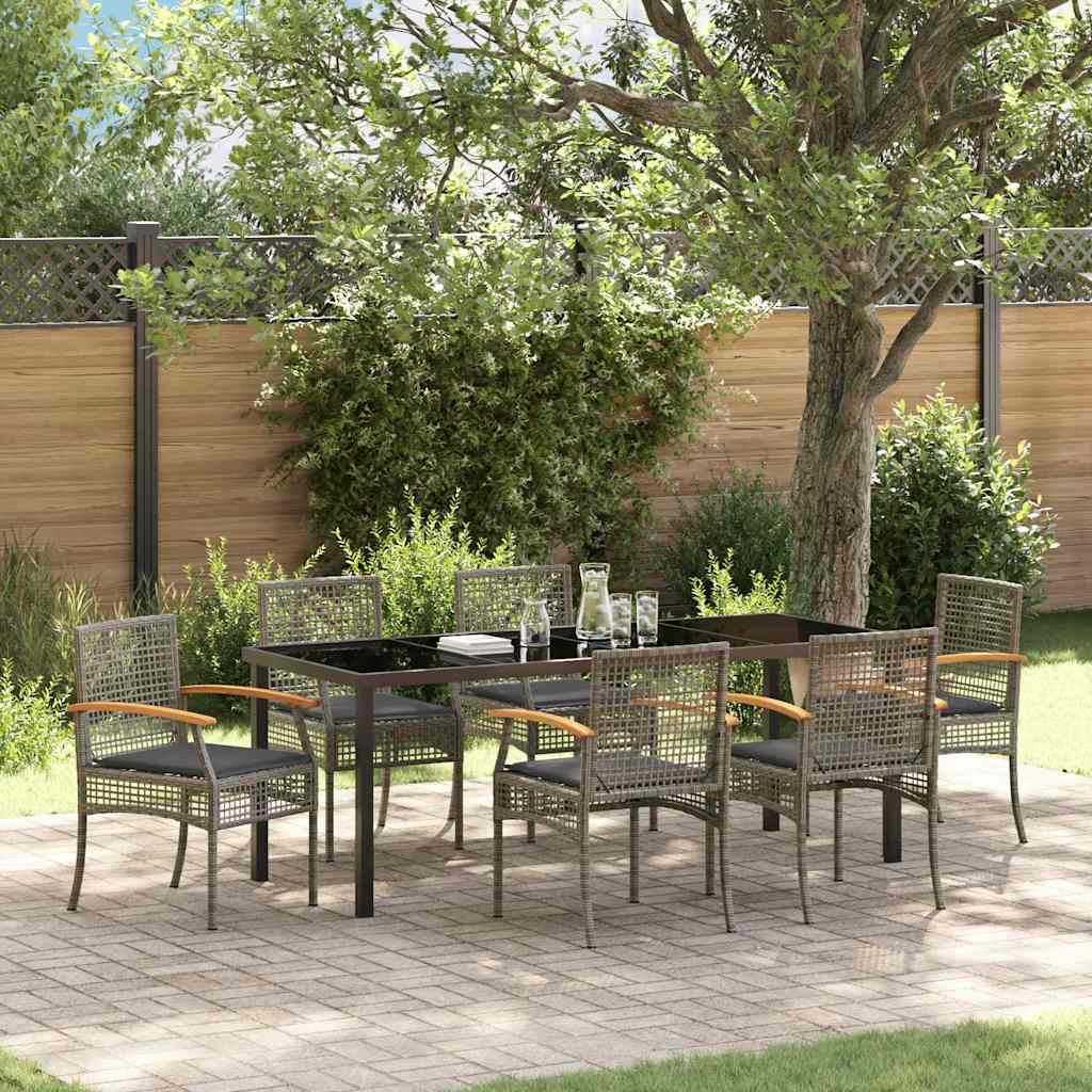 Garden Dining Set 7 pcs Grey Poly Rattan