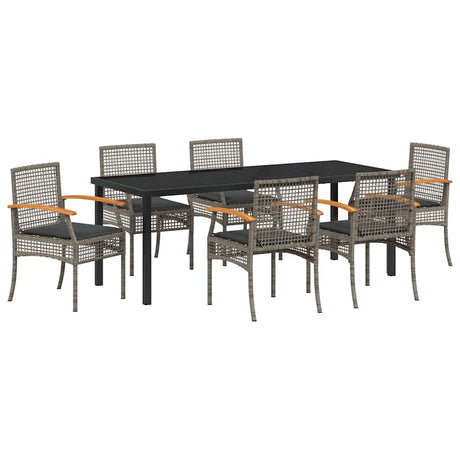 Garden Dining Set 7 pcs Grey Poly Rattan