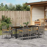 Garden Dining Set 9 pcs Grey Poly Rattan