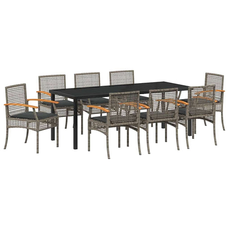 Garden Dining Set 9 pcs Grey Poly Rattan