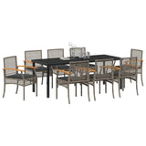 Garden Dining Set 9 pcs Grey Poly Rattan