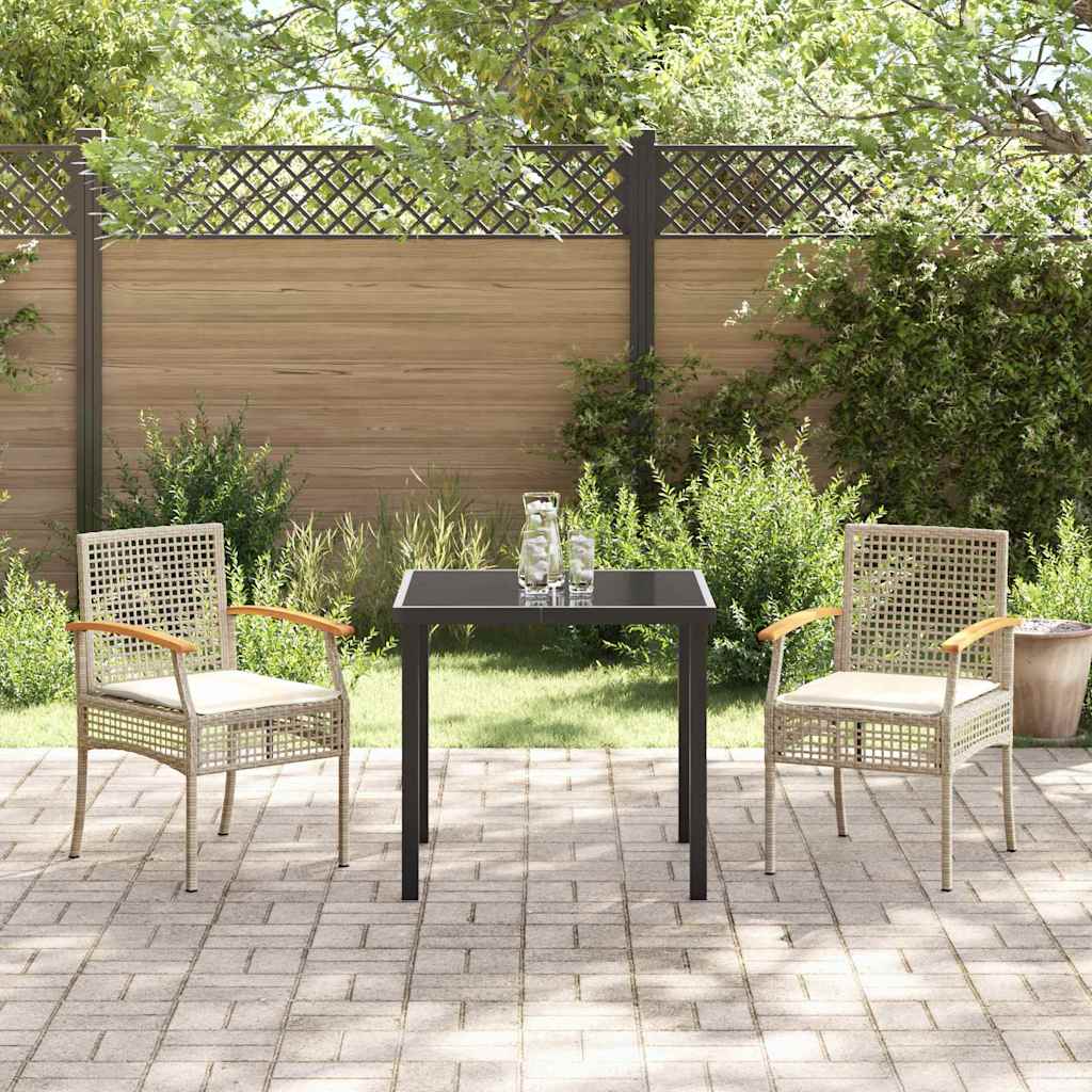 Garden Dining Set 3 pcs Beige Poly Rattan