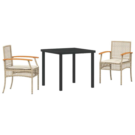Garden Dining Set 3 pcs Beige Poly Rattan