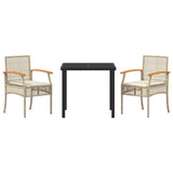 Garden Dining Set 3 pcs Beige Poly Rattan