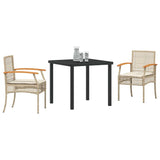 Garden Dining Set 3 pcs Beige Poly Rattan