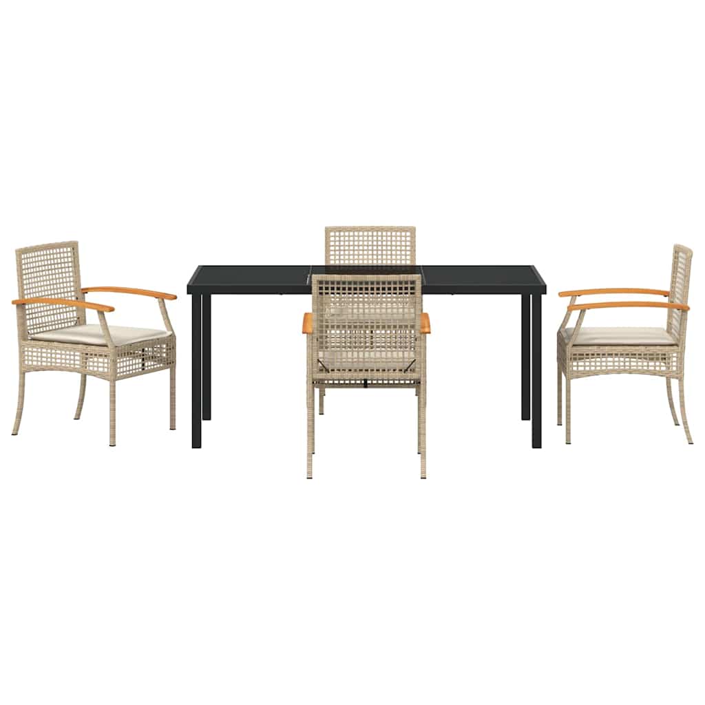 Garden Dining Set 5 pcs Beige Poly Rattan