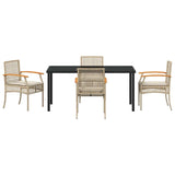 Garden Dining Set 5 pcs Beige Poly Rattan