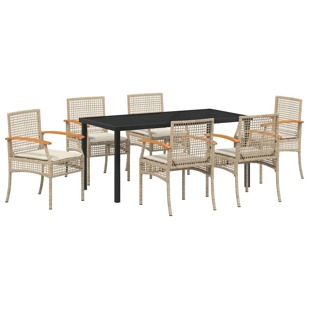 Garden Dining Set 7 pcs Beige Poly Rattan