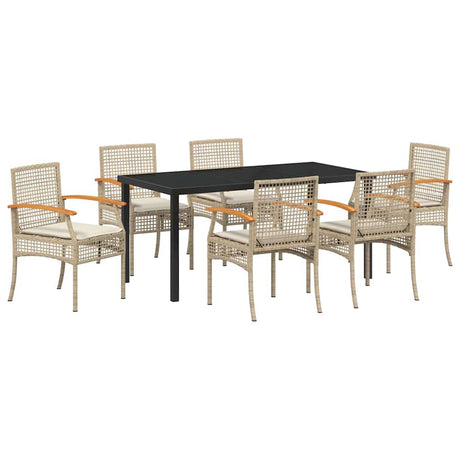 Garden Dining Set 7 pcs Beige Poly Rattan