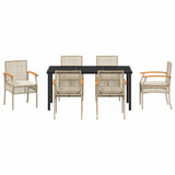 Garden Dining Set 7 pcs Beige Poly Rattan