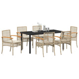 Garden Dining Set 7 pcs Beige Poly Rattan