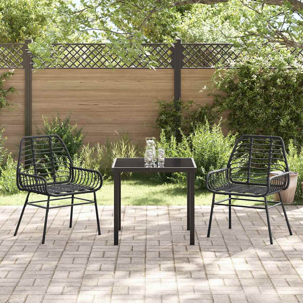 Garden Dining Set 3 pcs Black Poly Rattan