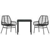 Garden Dining Set 3 pcs Black Poly Rattan