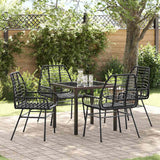 Garden Dining Set 5 pcs Black Poly Rattan