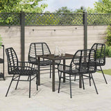 Garden Dining Set 5 pcs Black Poly Rattan