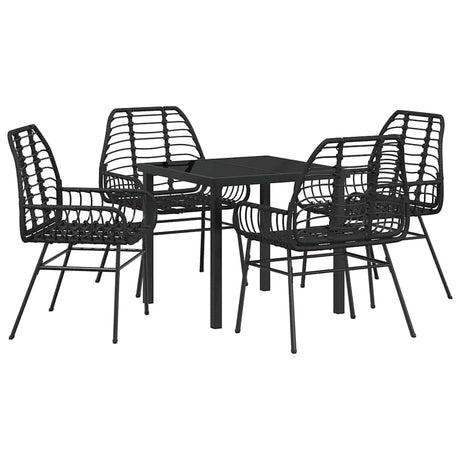 Garden Dining Set 5 pcs Black Poly Rattan