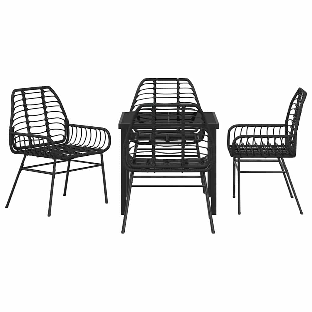 Garden Dining Set 5 pcs Black Poly Rattan