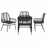 Garden Dining Set 5 pcs Black Poly Rattan