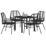 Garden Dining Set 5 pcs Black Poly Rattan
