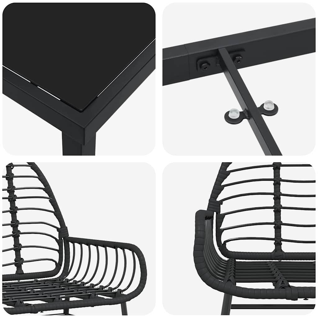 Garden Dining Set 5 pcs Black Poly Rattan