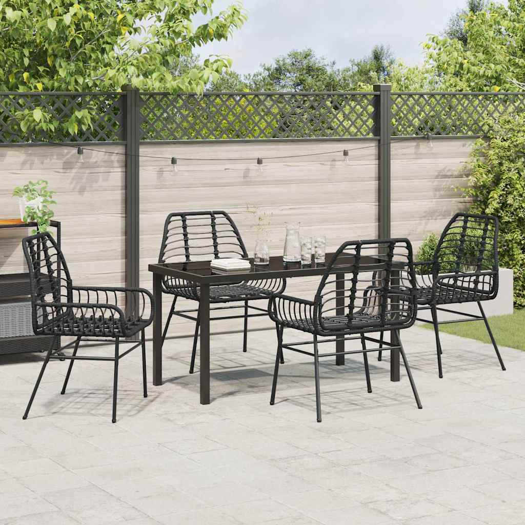 Garden Dining Set 5 pcs Black Poly Rattan