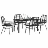 Garden Dining Set 5 pcs Black Poly Rattan