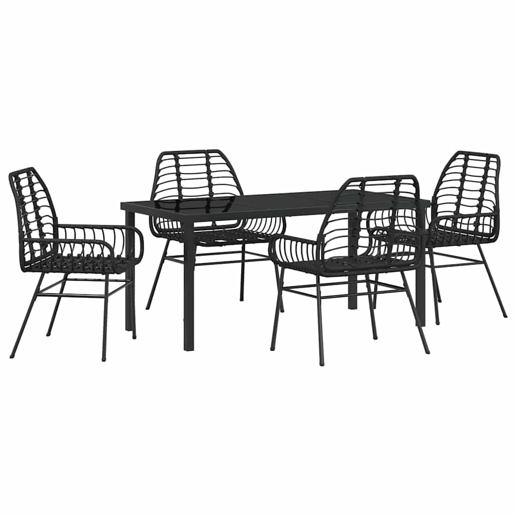 Garden Dining Set 5 pcs Black Poly Rattan