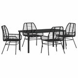 Garden Dining Set 5 pcs Black Poly Rattan