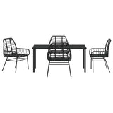 Garden Dining Set 5 pcs Black Poly Rattan